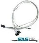 Microsemi Adaptec Internes SAS-Kabel mit Sidebands, SAS 6Gbit/s, 4-Lane, 36-polig 4x Mini SAS HD SFF-8643 auf 7-poliges SATA, Länge: 80 cm, 2279800-R - Bild 1