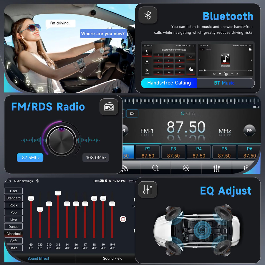 MOPECT Android 15 Autoradio mit 4G und 64G Speicher für VW, Seat und Skoda, inklusive GPS, Carplay und Bluetooth, Schwarz - Bild 3