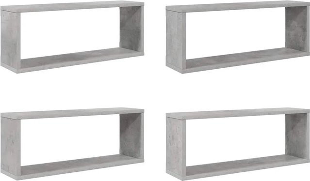 vidaXL Würfelregale Set 4 Stück Betongrau aus MDF, Wandregale modern B: 60 cm, T: 15 cm, H: 23 cm - Bild 1