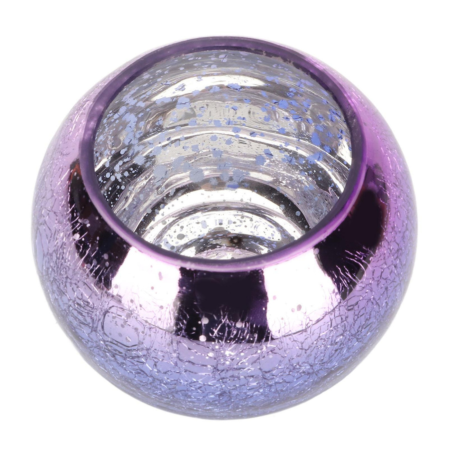 Handgefertigter Teelichthalter KaiSai aus Glas mit Eisrissmuster in Gradient Blue für Teelichter und Votivkerzen - Bild 1