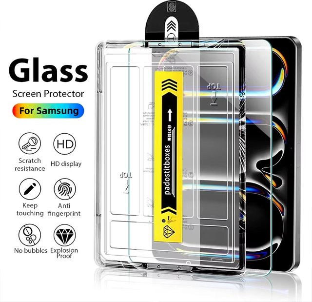 Auto Alignment Kit Displayschutzfolie aus gehärtetem Glas für Samsung Galaxy Tab S9 S10 FE Plus S8 S7 S6 Lite und Tab A9 Plus, transparent - Bild 1
