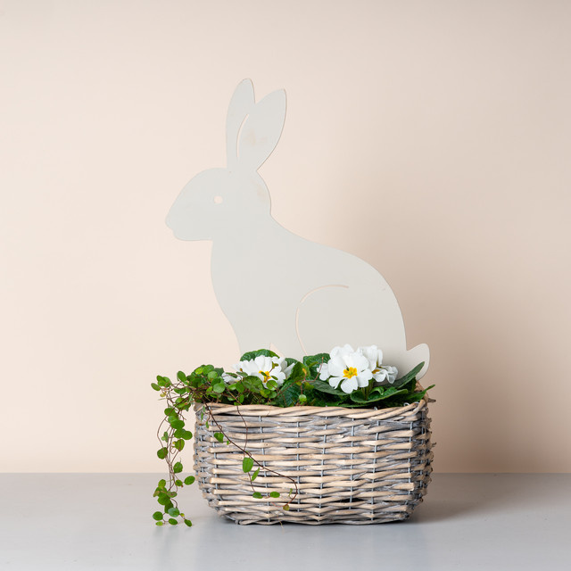BLUME2000 Metall Stecker Hase Sitzend in Taupe/Grau für Ostern, Höhe: 40 cm - Bild 1