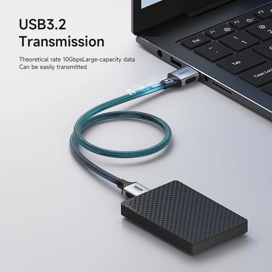 Hagibis USB 3.2 A auf A Stecker auf Stecker Kabel in Schwarz zur Verlängerung für Festplattengehäuse, KVM, Laptop, Kühler, TV-Box und DVD-Player - Bild 2