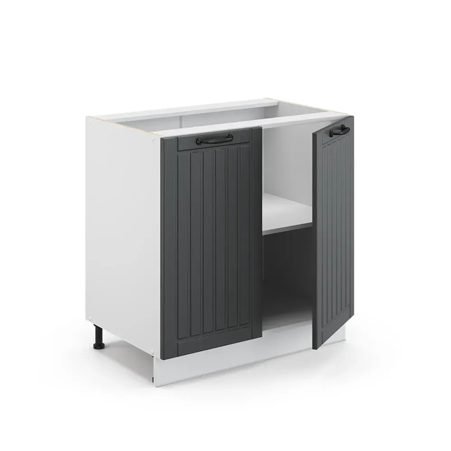 Vicco Spülenunterschrank Fame-Line in Anthrazit und Weiß im Landhausstil mit Regal, B/T/H: 80 x 60 x 82 cm - Bild 2