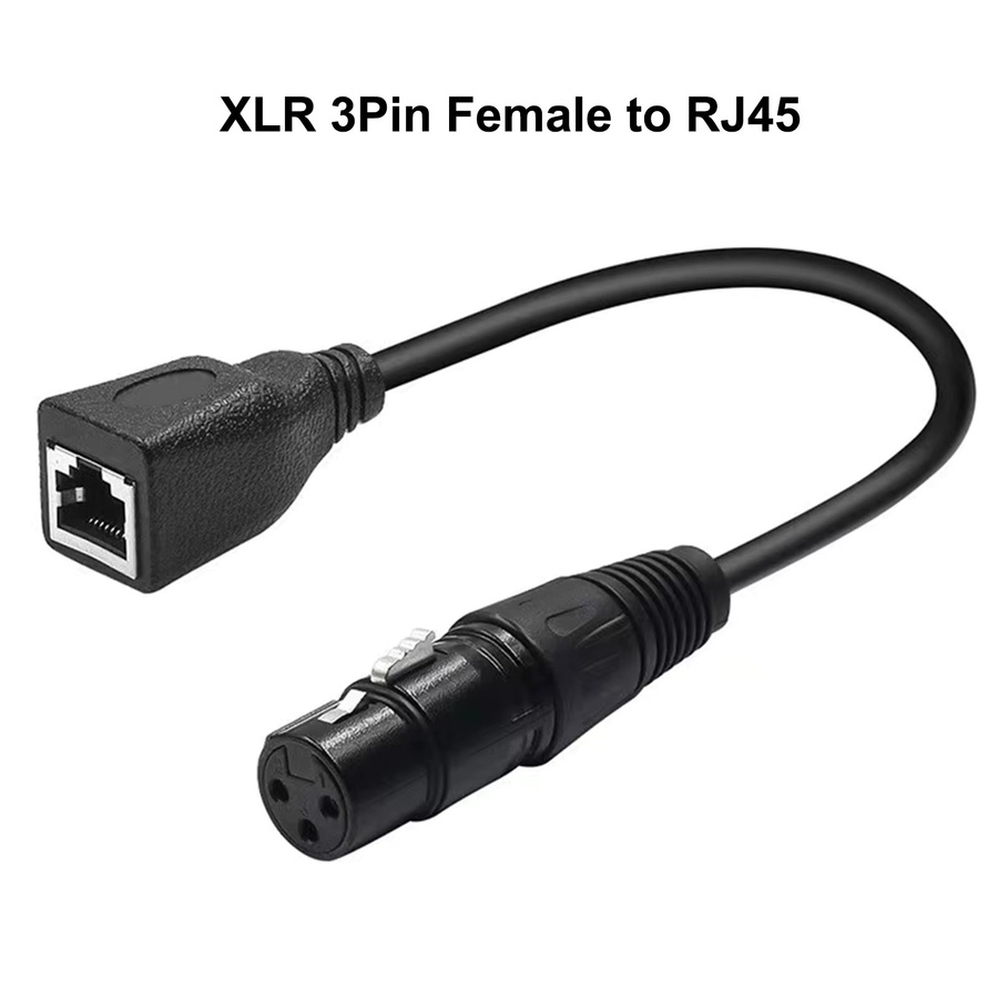 XLR 3-poliges RJ45-Adapterkabel in Schwarz und Gold für DMX-Ethernet-Konvertierung mit XLR 3-poligem Stecker auf RJ45 und XLR 3-poliger Buchse auf RJ45-Buchse - Bild 2