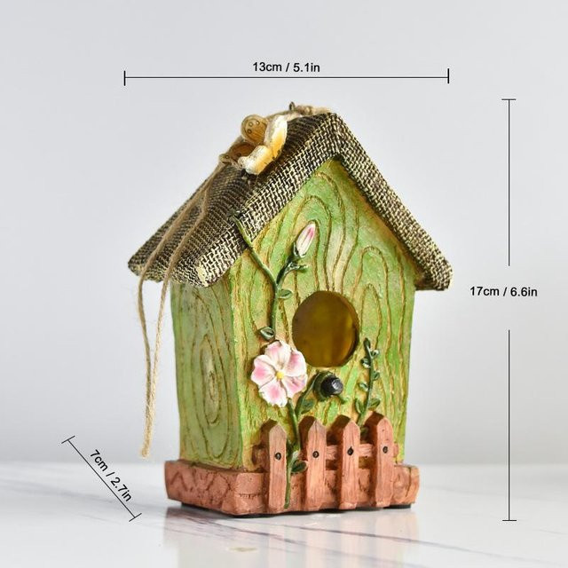 Hearth & Home Vogelhaus aus Harz in Grün mit floralem Design als Wandbehang für Garten und Balkon BY24041 - Bild 1