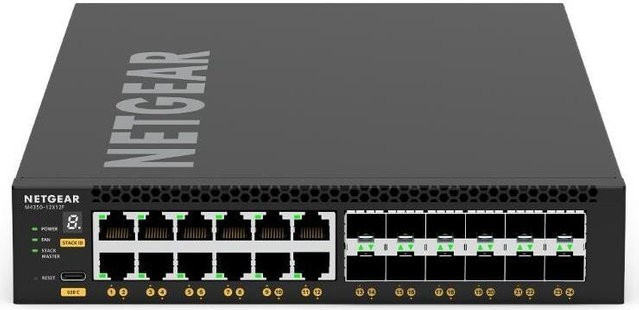 Netgear AVoIP M4350 Managed Switch XSM4324-100NES, 12x RJ-45, 12x SFP+, 10G, Schwarz - Bild 1