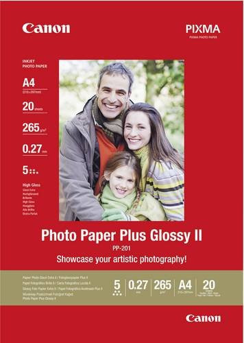 Canon Photo Paper Plus Glossy II PP-201 Fotopapier A4, 265 g/m², 20 Blatt, Weiß - Bild 1