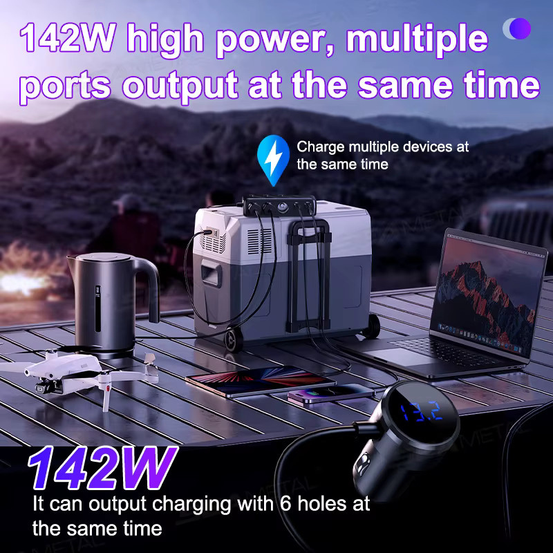 SEAMETAL Zigarettenanzünder-Splitter mit 45W PD Schnellladung und USB-C für Auto 12V/24V in Schwarz - Bild 2