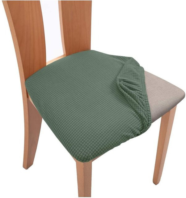 Wentao Spandex-Jacquard-Sitzbezüge für Esszimmerstühle, elastische und waschbare Kissenbezüge, Cyanblau - Bild 1