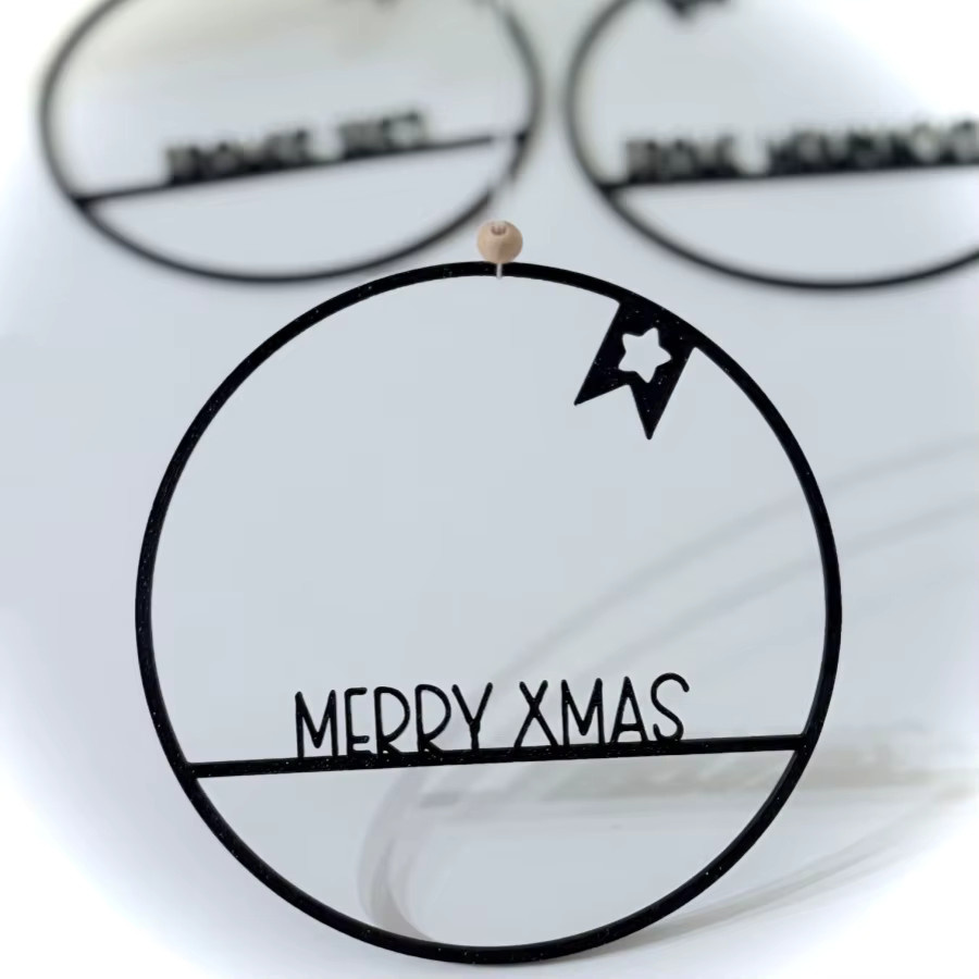 Metall Schneideform Kreis Weihnachtsbaum Brief Anhänger für DIY Scrapbooking und Fotoalben, Durchmesser: 10 cm, Schwarz - Bild 3