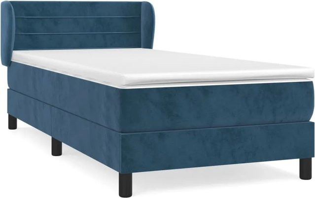 vidaXL Boxspringbett mit Matratze Dunkelblau Samt B/T/H: 100 x 200 x 88 cm - Bild 1