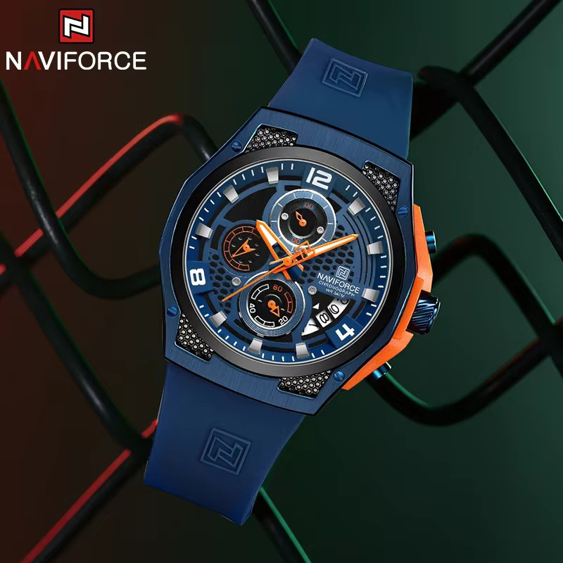 NAVIFORCE Armbanduhr Chronograph, Quarz, Blau, Edelstahl, Silikon, Herren - Bild 2