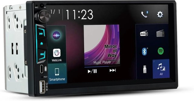 Junsun 7 Zoll IPS 2 DIN Autoradio mit Apple CarPlay, Android Auto, Bluetooth, USB-C und Rückfahrkamera in Schwarz - Bild 1