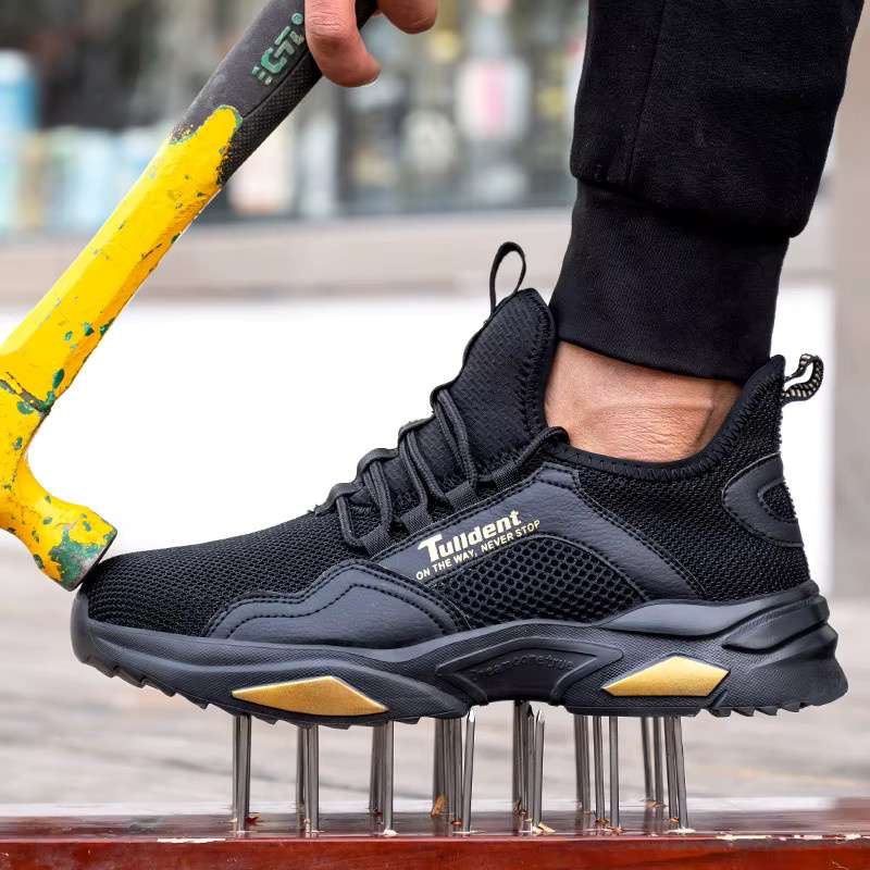 TANRDON Sicherheitsschuhe für Herren in Schwarz mit Stahlkappe und atmungsaktivem Design - Bild 2
