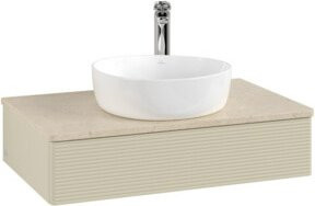 V&B Waschtischunterschrank Antao mit Frontstruktur und Beleuchtung, Grau lackiert, B/T/H: 80 x 50 x 19 cm - Bild 1