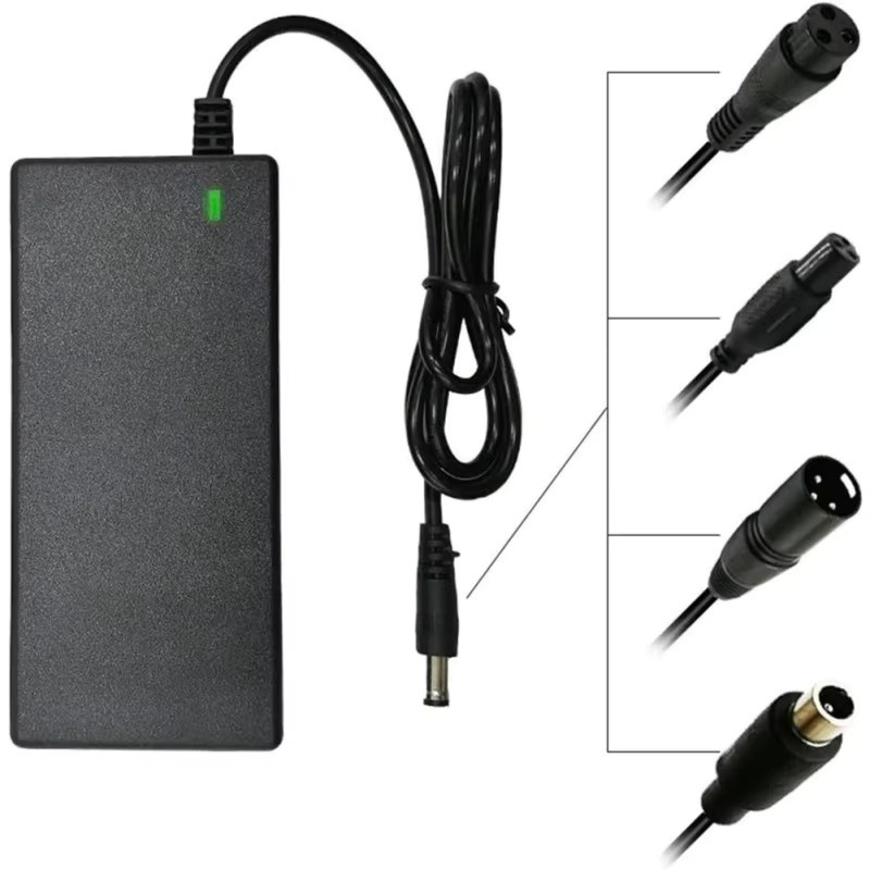 Universelles Akkuladegerät 36V 42V 2A mit 4-in-1 Adapterkabel für Xiaomi, Lime und Hoverboard in Schwarz mit EU-Stecker - Bild 6