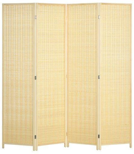Paravent MUVOE mit 4 Paneelen aus Bambus und Baumwolle, faltbar, Farbe: Beige/Braun, H x B x T: 180 x 180 x 180 cm - Bild 1
