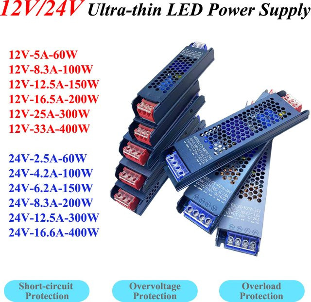 AEVYVKV DC-Netzteil Transformator für LED-Streifen und LED-Treiber, AC 220V zu DC 12V oder 24V, 60W - Bild 1