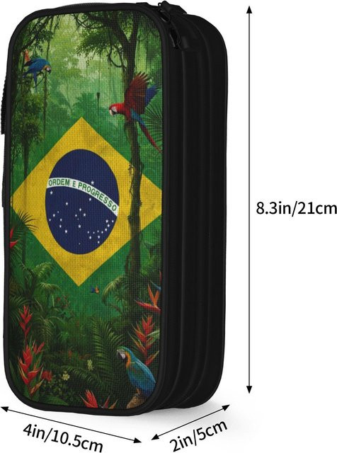 Fancy Style Studio Stiftebox Brasilien Fahne in Blau mit großem Fassungsvermögen und Doppelkammer-System - Bild 1