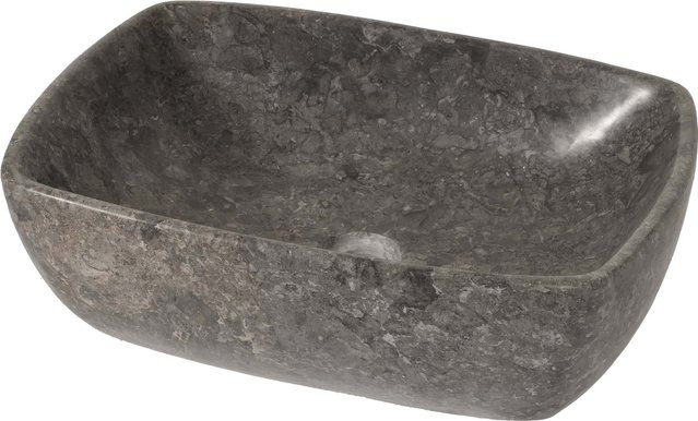 MCW Marmor-Waschbecken M77 Aufsatzwaschbecken aus Naturstein in Grau, B/T/H: 51 x 36 x 15 cm - Bild 1