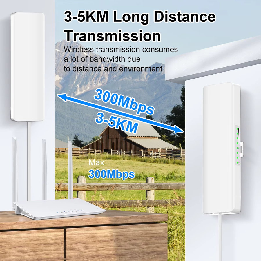 COMFAST Outdoor WLAN-Repeater 300Mbps Drahtlose Brücke 2,4G WLAN-CPE-Bridge mit 3-5km Reichweite in Weiß - Bild 2