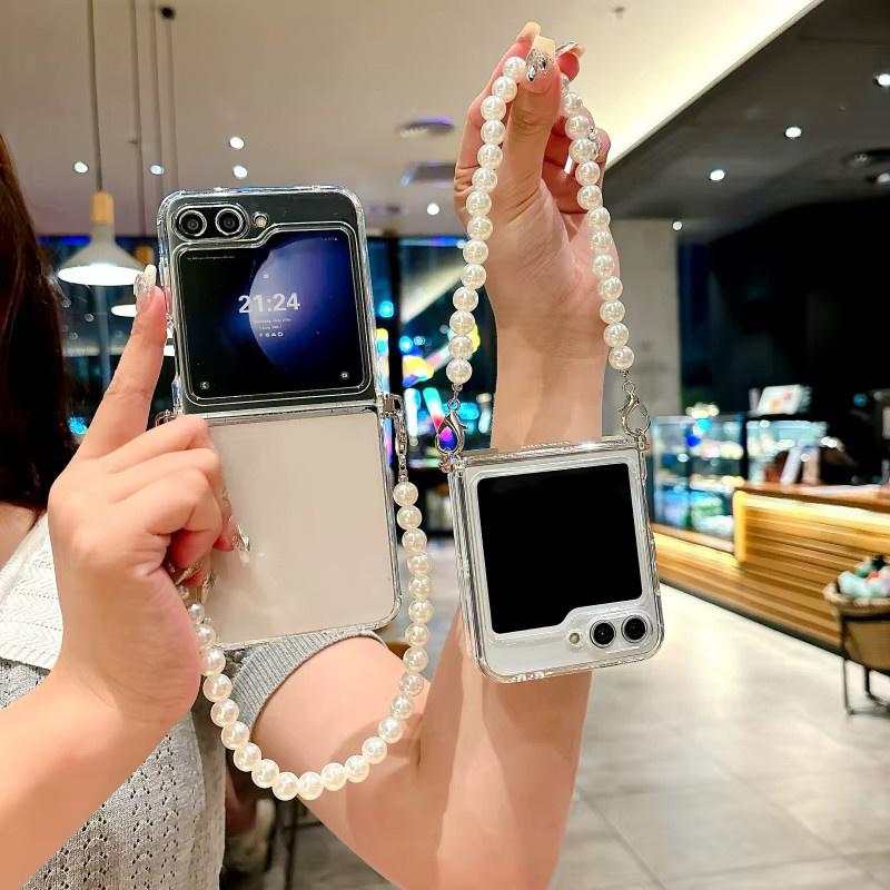 SUNWARD Transparente TPU Handyhülle mit Perlenarmband für Samsung Galaxy Z Flip 7 FE, Flip 6, 5, 4, 3 5G - Bild 2