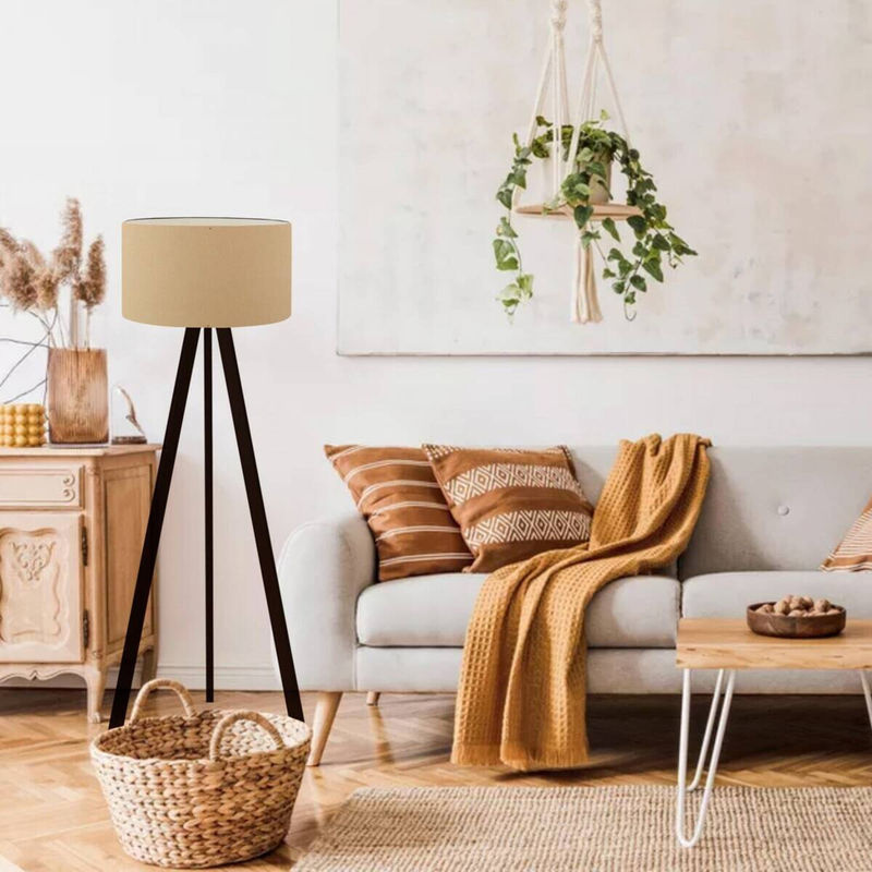 Opviq Stehlampe in Braun und Beige aus MDF und PVC mit E27 Fassung, B/H/T: 38 x 140 x 38 cm - Bild 2