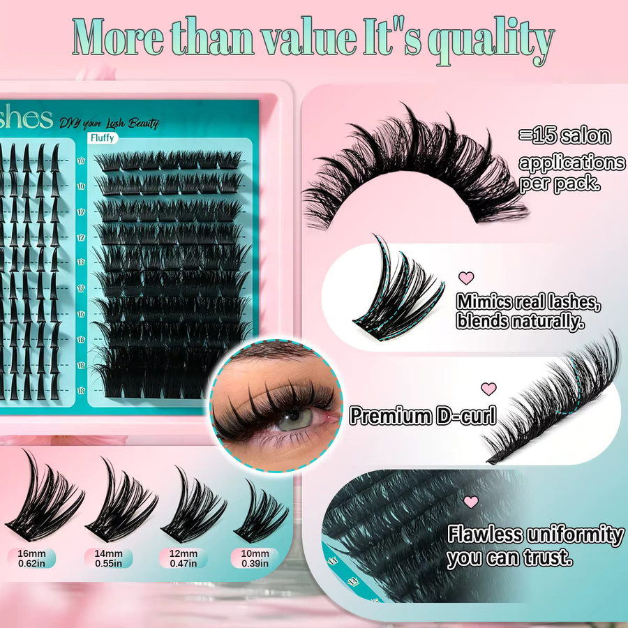 QUEENICE 4-in-1 Wimpernverlängerungs-Set, Unisex, Natürlich - Bild 3