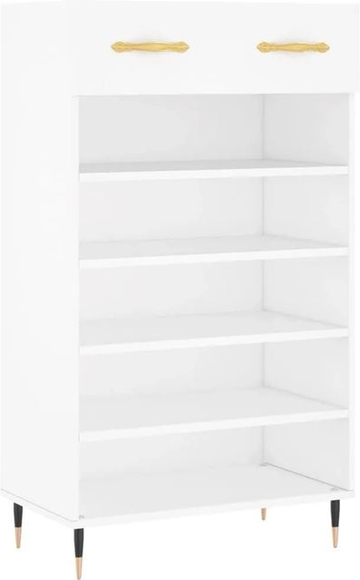 vidaXL Schuhschrank Weiß im industriellen Stil aus Holzwerkstoff und Eisen, B/T/H: 60 x 35 x 105 cm - Bild 1