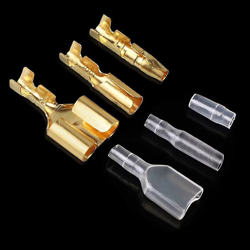 ESHYLALA 60er Set Elektrische Drahtstecker Kaltpress Terminals mit 4mm Durchmesser, Weiblich und Männlich, Goldfarben - Bild 2