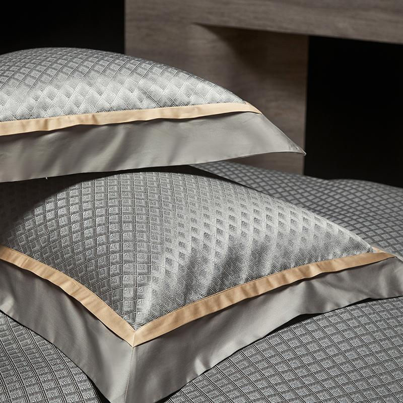 Bin Chi Textiles Luxus Bettwäsche Set aus Ägyptischer Baumwolle mit Jacquard-Floral-Muster in Gold, 1000 TC Mako-Satin, für 1,8m Bett - Bild 5