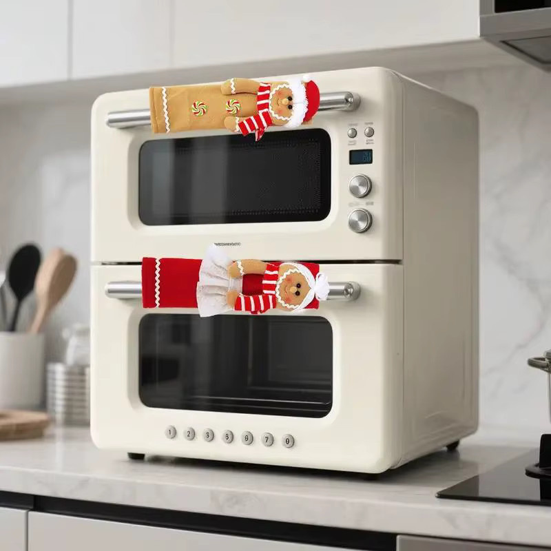 2-teiliges ZQNYCY Weihnachtsgriffschutz-Set im Lebkuchen-Design, mehrfarbig gestreift, passend für Kühlschrank, Mikrowelle oder Türgriff - Bild 3