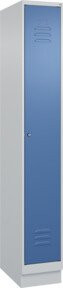 C+P Spind Classic PLUS Garderobenschrank mit Sockel, 1 Abteil, Zylinderschloss und 3 Garderobenhaken, Farbe: Grau/Blau, H x B x T: 195 x 30 x 50 cm - Bild 1