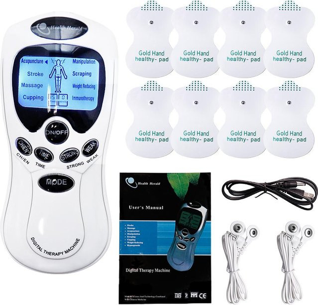 Binchi Health Electronics Elektrisches TENS-Massagegerät mit zwei Ausgängen und EMS-Muskelstimulator zur Schmerzlinderung für Nacken, Rücken und Ganzkörper in Weiß - Bild 1