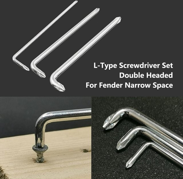 3-teiliges Schraubendreher-Set mit L-Typ Doppel-Kopf für schmale Räume in Silber - Bild 1