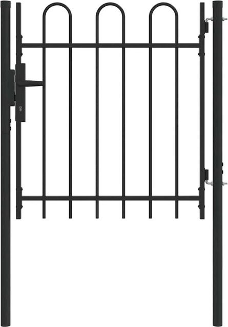 vidaXL Zauntor aus pulverbeschichtetem Stahl in Grau, Breite: 100 cm, Höhe: 100 cm - Bild 1