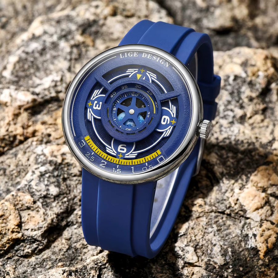 LIGE Armbanduhr, Quarz, Silikonarmband, Blau, Herren - Bild 2