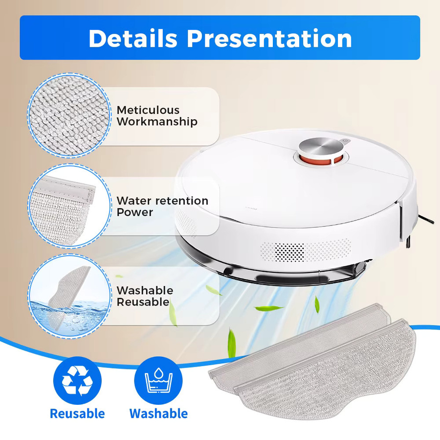 WINDNINJA Ersatz-Mopptücher in Weiß passend für Xiaomi S40 S40C H40 OV81 E101 OV51 Mop-Pads - Bild 2