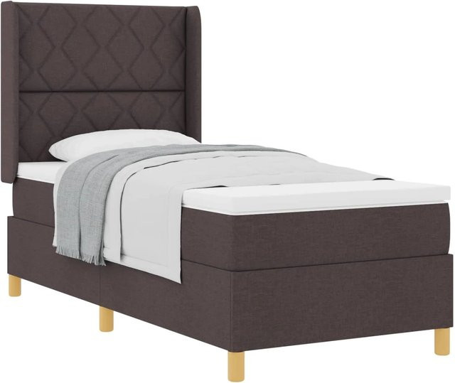 vidaXL Boxspringbett mit Matratze und Taschenfederkern in Braun und Gold, B/T/H: 100 x 200 x 140 cm - Bild 1