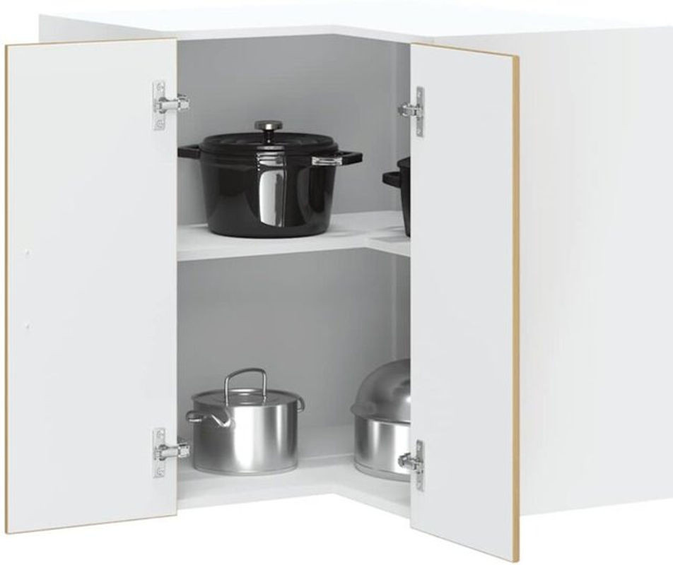 Küchen-Eckhängeschrank Kalmar von vidaxl aus Holzwerkstoff in Eiche Natur, Beige und Weiß mit Drehtüren - Bild 1