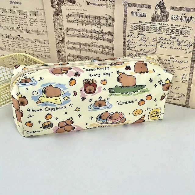 NATAWA Capybara Stifttasche mit großer Kapazität, bunte Schreibwarentasche aus Polyester für die Schule - Bild 1