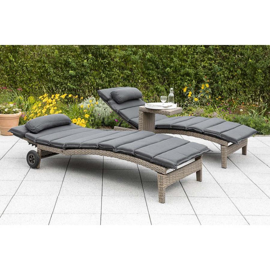 Merxx Andalusia Gartenmöbel Set 3-teilig in Grau mit 2 Liegen und Beistelltisch aus Aluminium und Kunststoffgeflecht - Bild 2