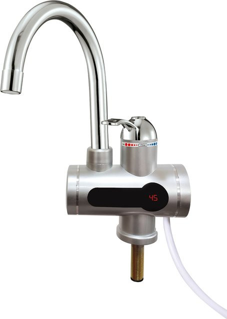 Mauk digitaler Wasserhahn mit integriertem Durchlauferhitzer, Sensor und Temperaturanzeige in Chrom und Silber - Bild 1