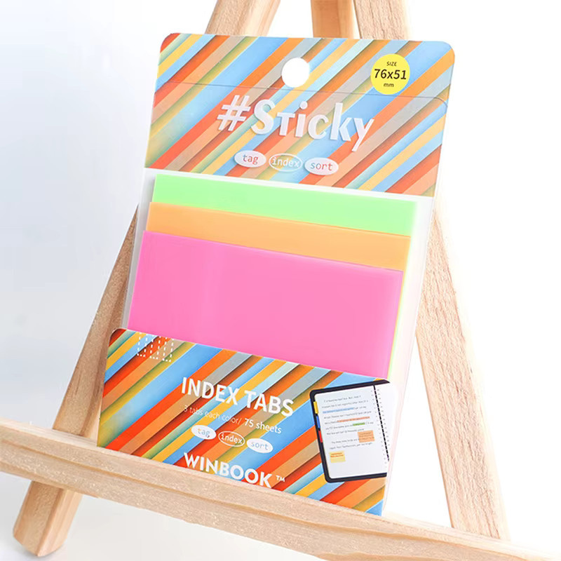 Wasserfeste PET Notizaufkleber in Transparent und Multicolour, 75 Blatt fluoreszierende Notizblock-Streifen für Schule und Büro - Bild 1