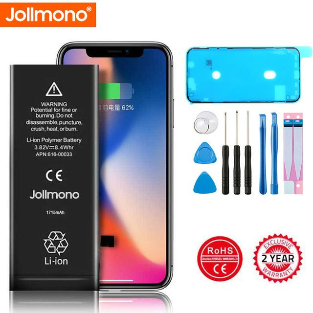 Jollmono Ersatzakku für iPhone Modelle 5S bis 13 Pro Max in Schwarz inklusive Werkzeug-Set - Bild 1