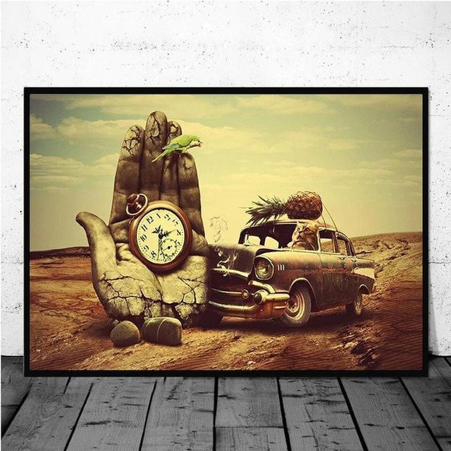 Salvador Dali Surrealismus Wandkunst Leinwandbild Lisa Gallery, abstraktes Poster in Rot und Gelb, B: 60 cm, H: 90 cm - Bild 1