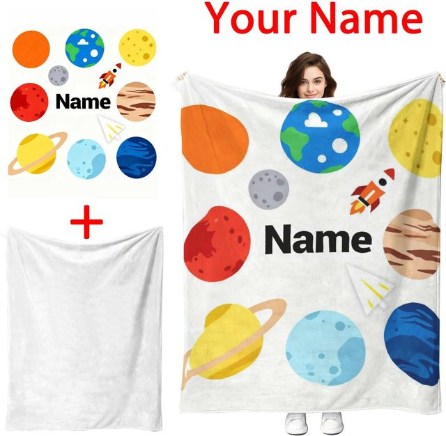 Personalisierte Flanell-Plüsch-Winterdecke von SRH mit individuellem Namen, weiche Fleece-Decke in Multicolour für Sofa und Bett - Bild 1