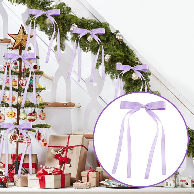 24 Stück lila Weihnachtsbaum Schleifen aus Textil für Geschenke und Party-Dekoration im Vintage-Stil - Bild 1