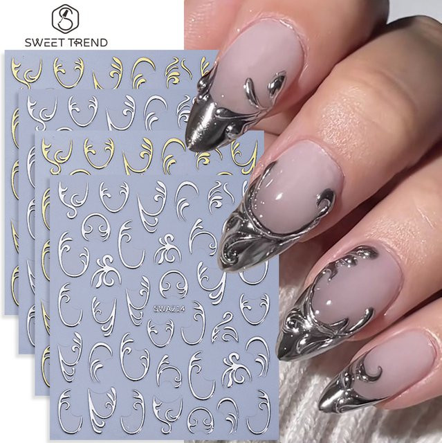 SWEET TREND Nagelaufkleber, Bronzefarben, Blumenmuster, 4 Stück - Bild 1